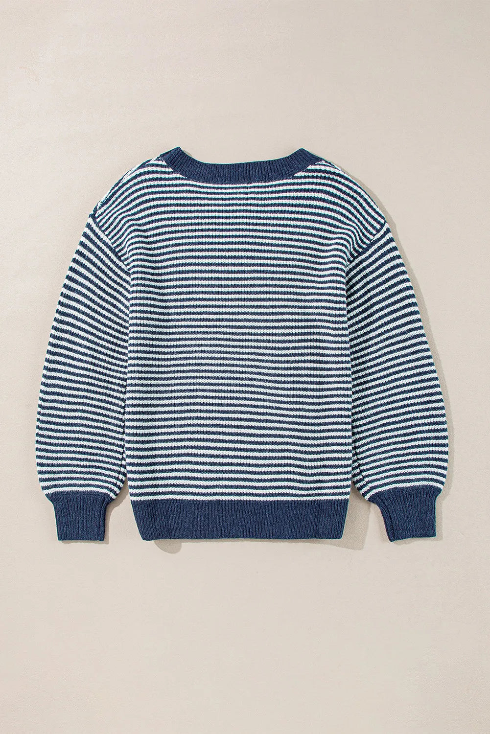 Striped Round Neck Dropped Shoulder Sweater