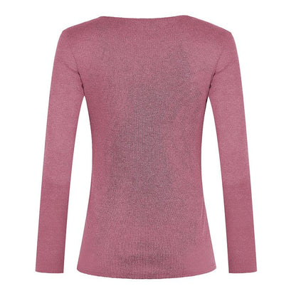 Women Long Sleeve Solid Button Knitted Tops