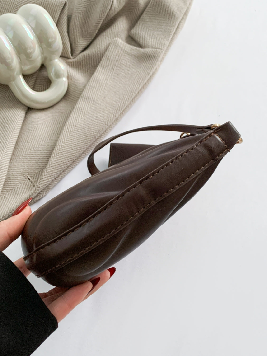 Vegan Leather Shoulder Bag with EarPods Bag