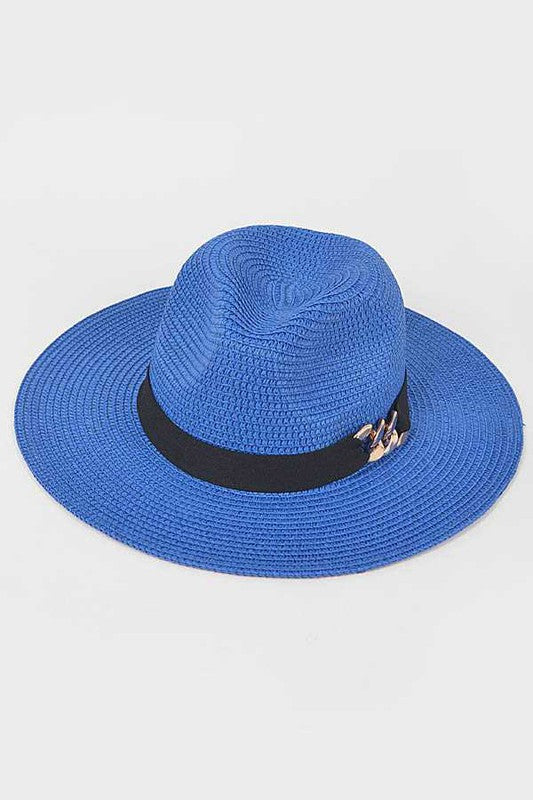 Gold Chain Accent Straw Panama hat