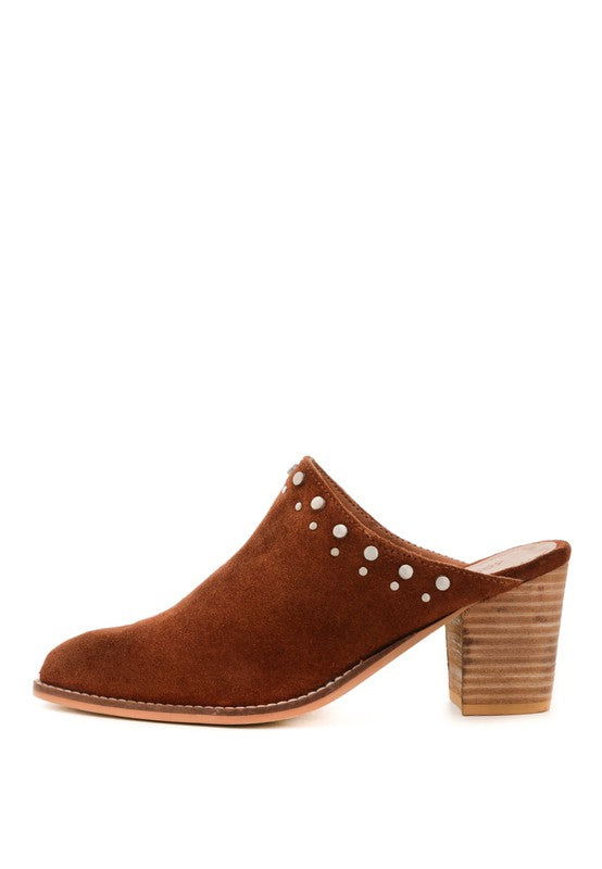 LESLIE STACKED HEEL MULES