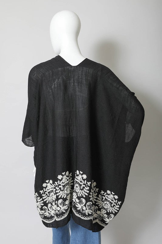 Floral Embroidered Stitch Kimono