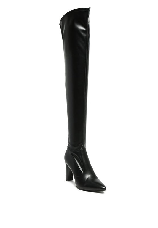 ZADE THIGH HIGH LONG BOOTS IN STRETCH PATENT PU