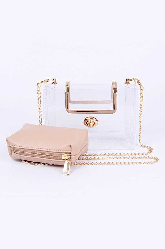 2 In 1 Convertible Clear Clutch Bag