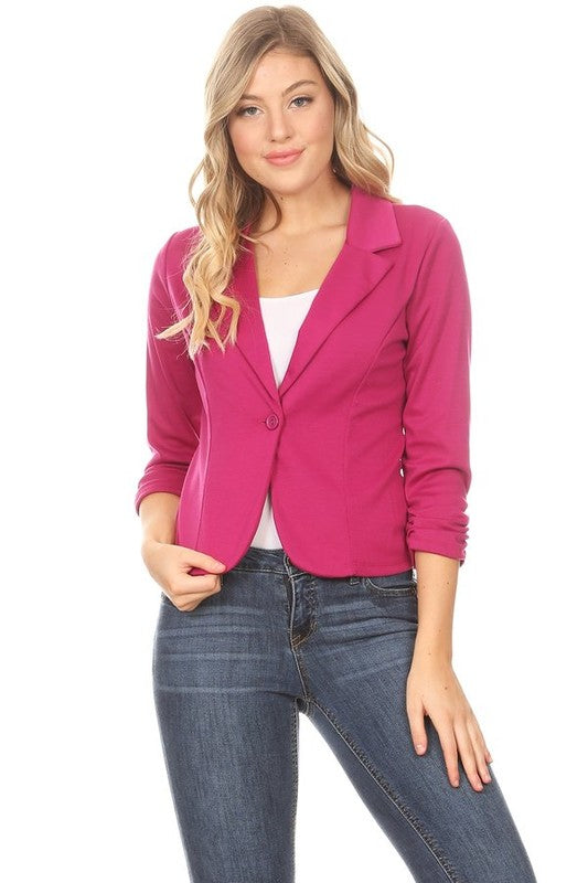 Solid, waist length blazer