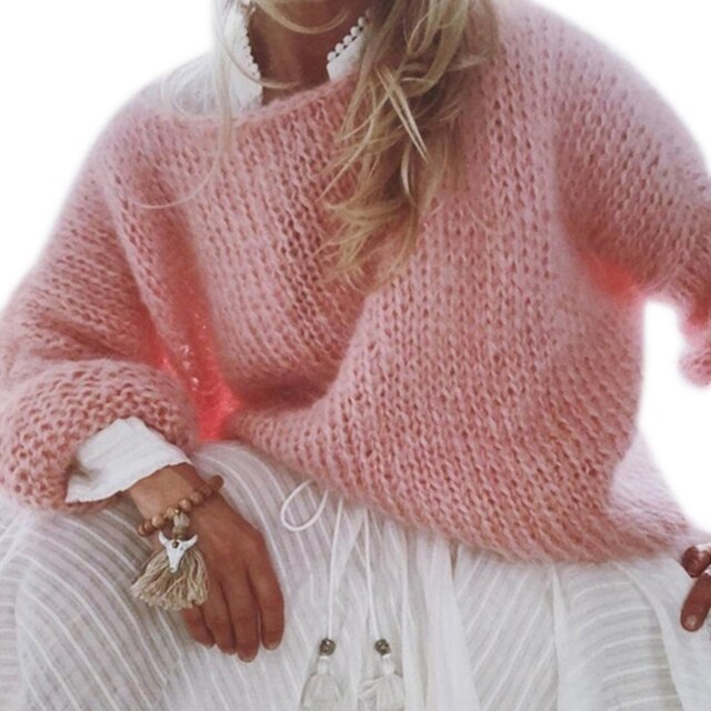 Women's Cozy Knitted Fluffy Pullover Tops