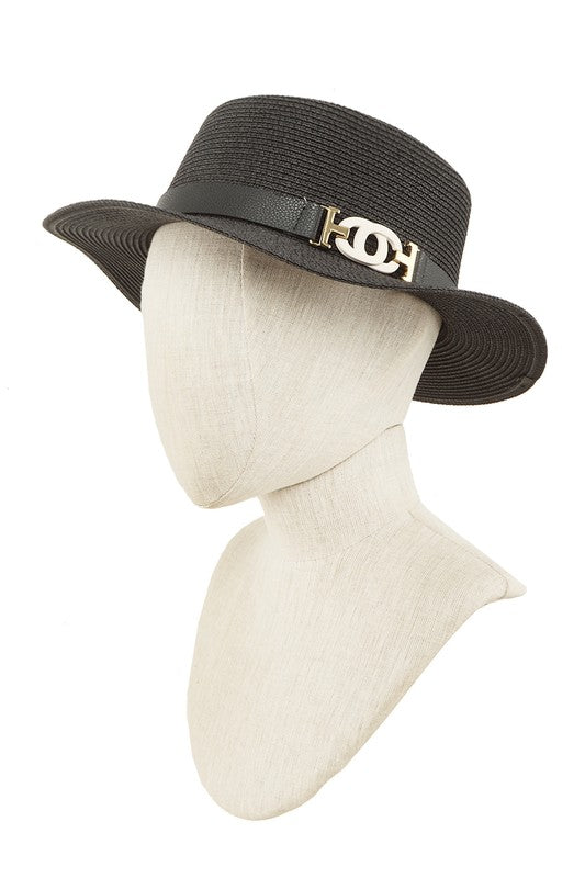 Straw Fashion Hat With CC Buckle