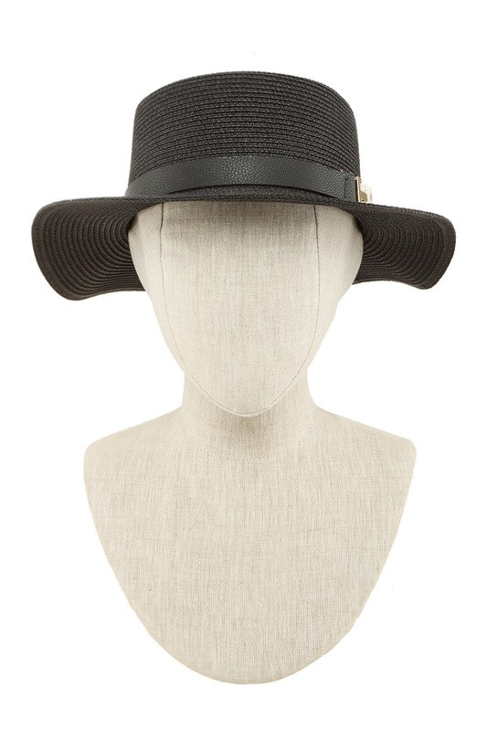 Straw Fashion Hat With CC Buckle