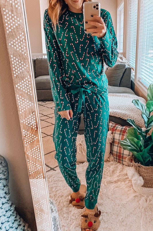 Green Christmas Top and Pants Lounge Set