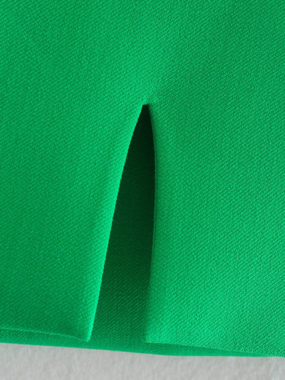 Green Straight Blazer Skirt