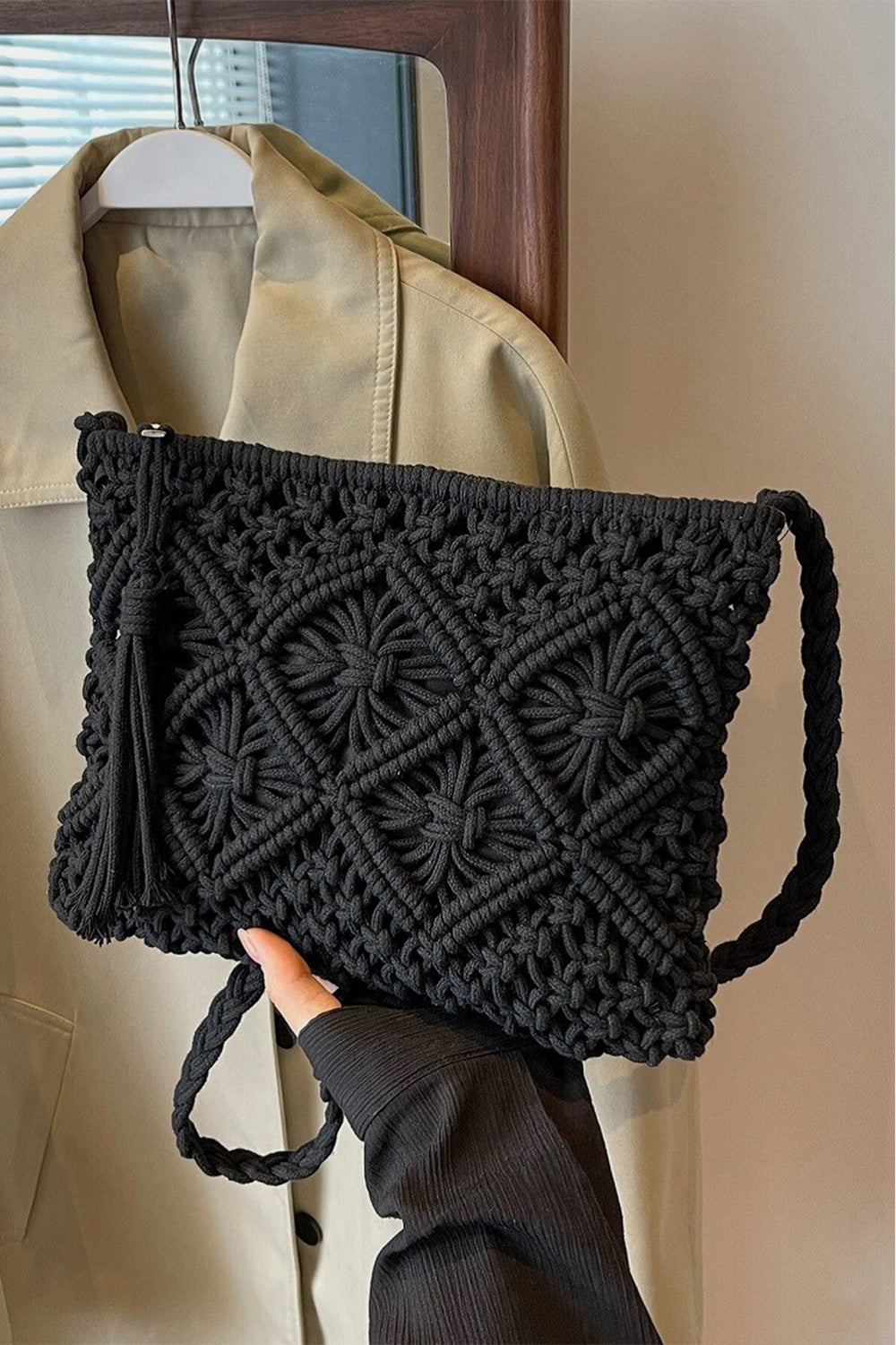 Zenana Woven Braided Strap Shoulder Bag