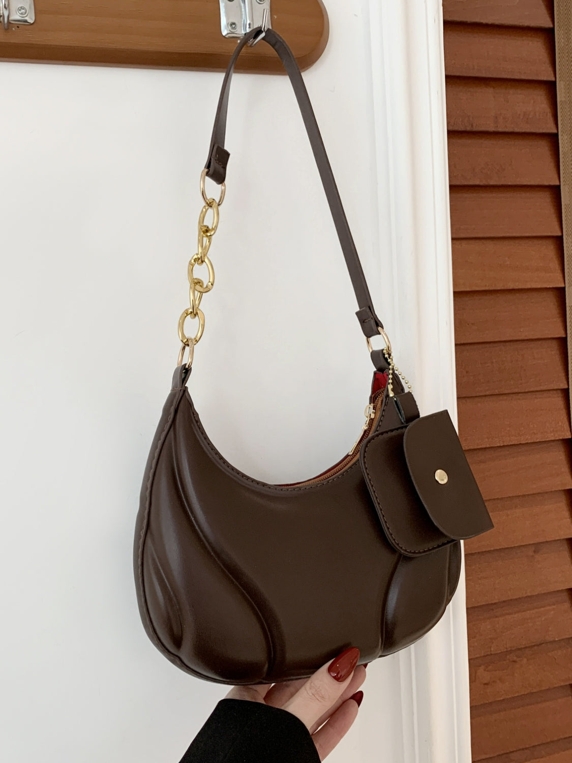 Vegan Leather Shoulder Bag with EarPods Bag