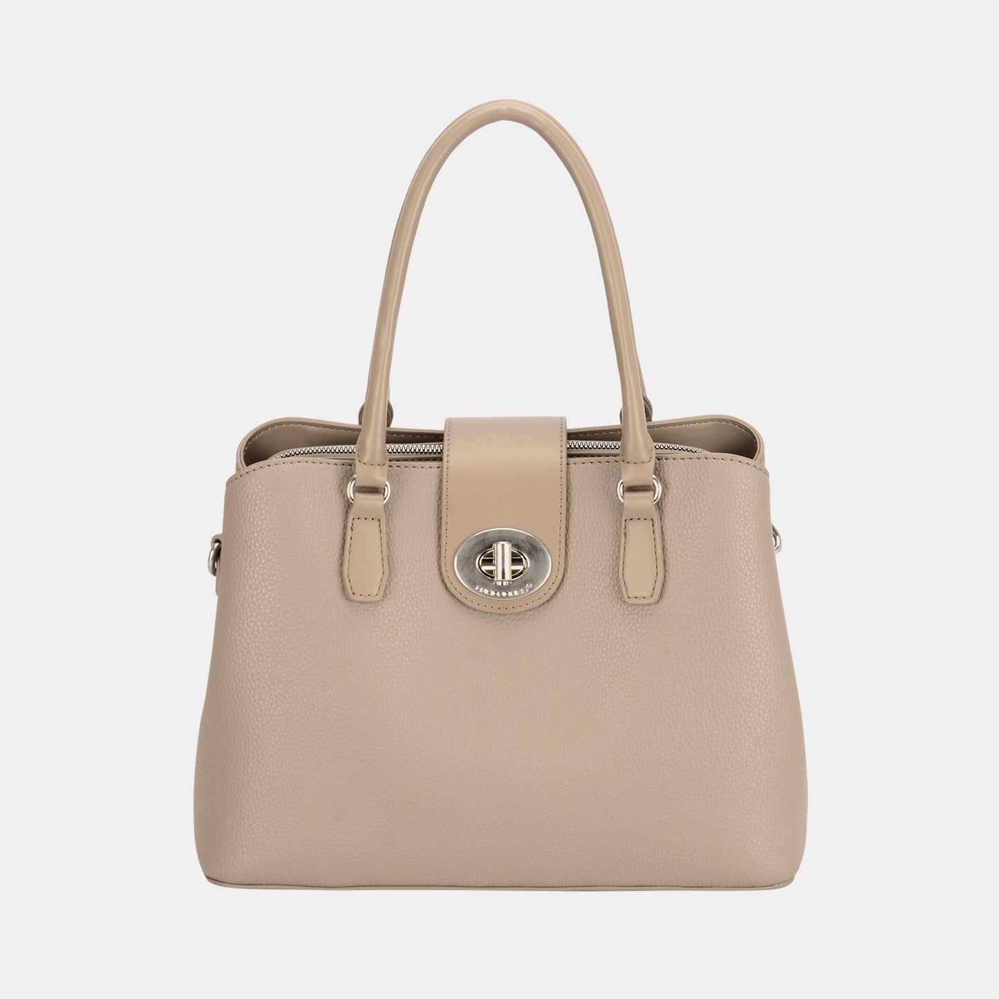 David Jones Vegan Leather Twist-Lock Tote Bag