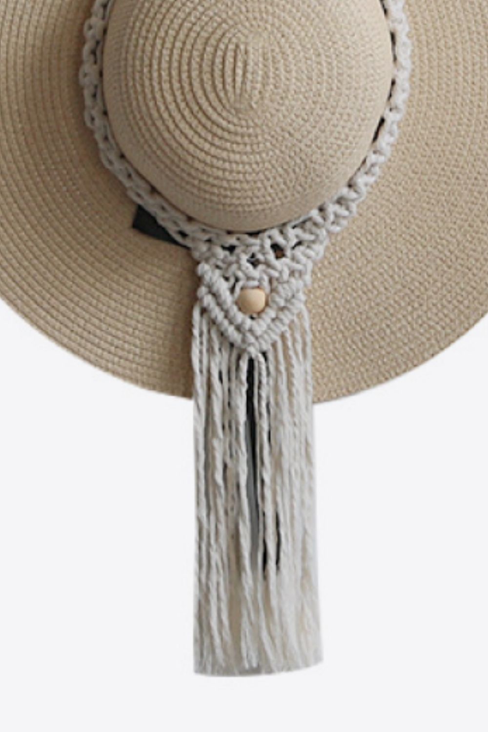 Colgador de sombrero individual de macramé