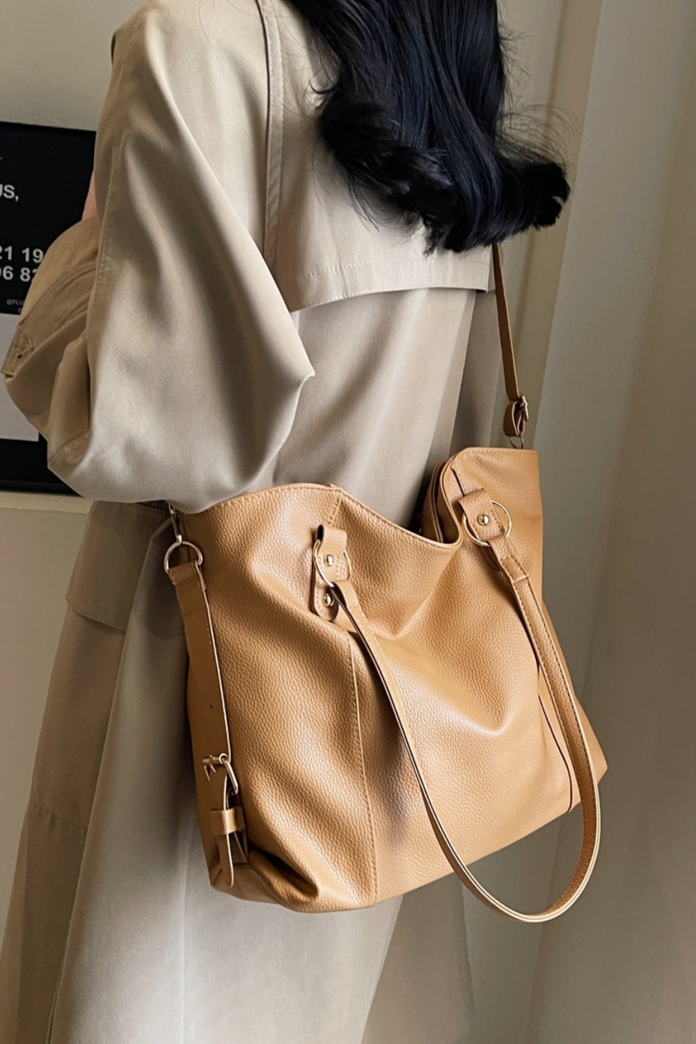 Bolso tote grande de cuero PU