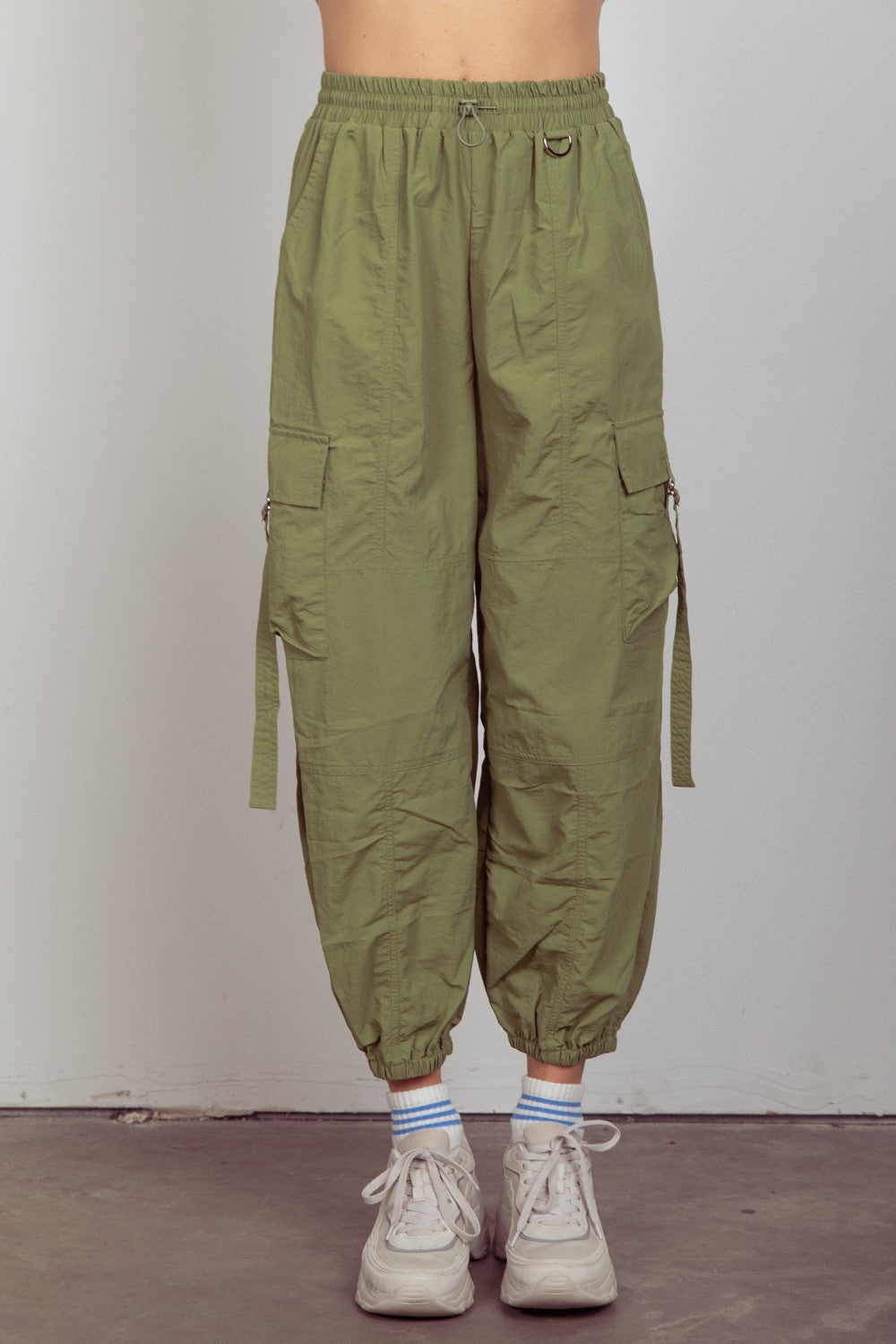 VERY J Pantalones cargo tejidos con cintura elástica