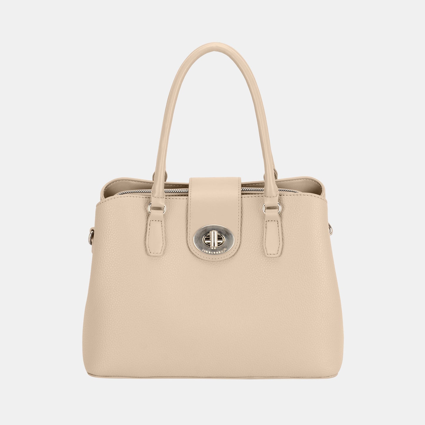 David Jones Vegan Leather Twist-Lock Tote Bag