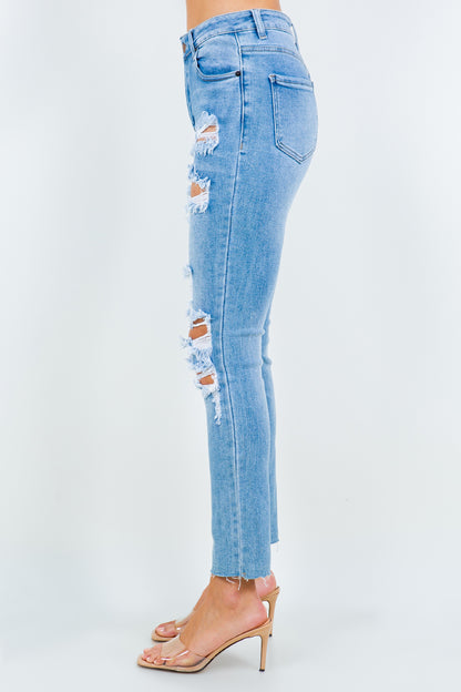 American Bazi High Waist Destroyed Straight Jeans