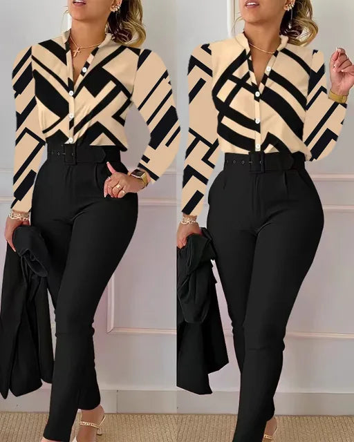 Elegant Printed Two Piece Suit Set