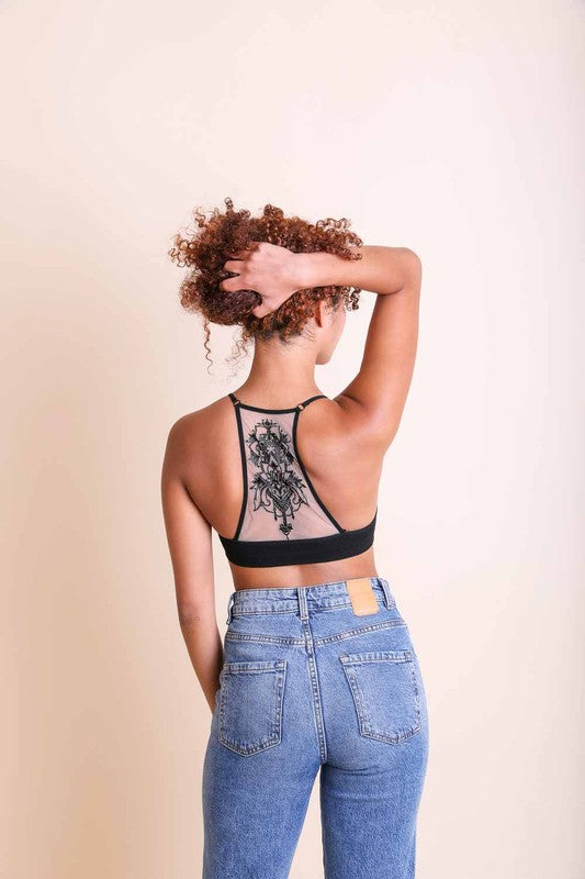 Tattoo Mesh Racerback Bralette