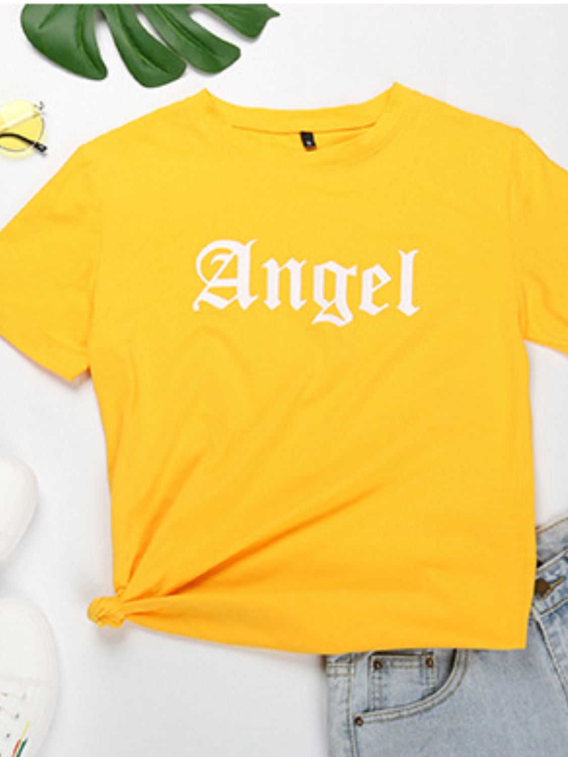 Perfee ANGEL Round Neck Short Sleeve T-Shirt