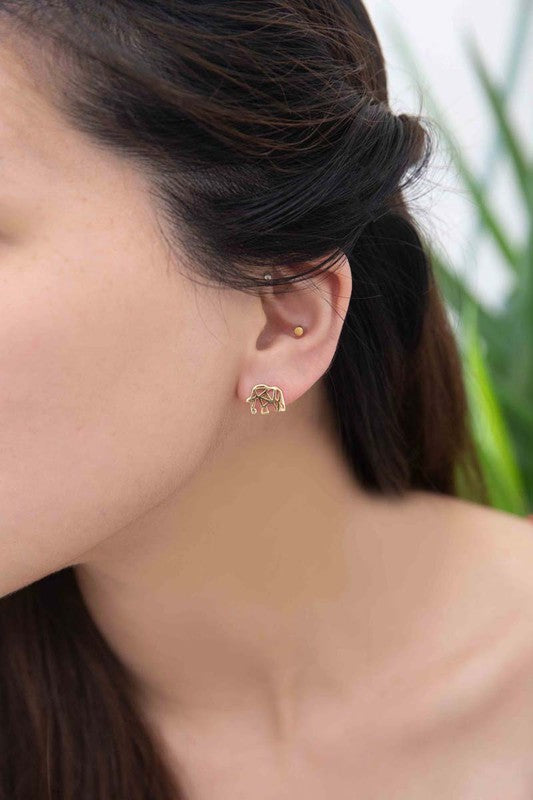 Elephant Earrings 18K Rose Gold & 24K Gold