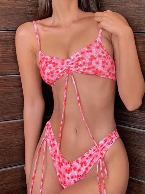 Conjunto de bikini de doble cara con triángulo sexy