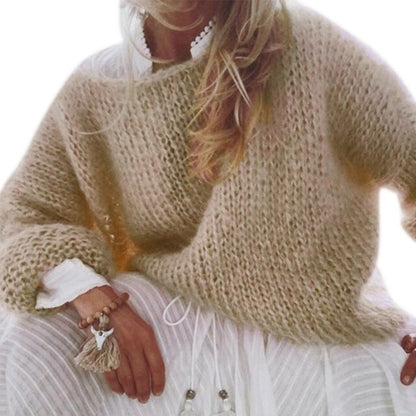 Women's Cozy Knitted Fluffy Pullover Tops