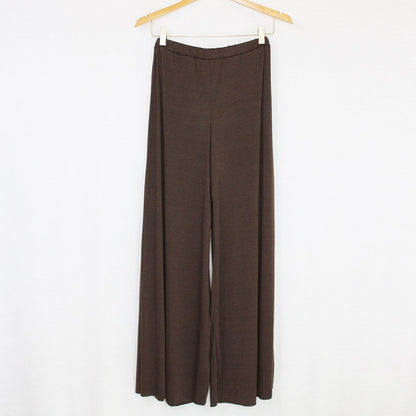 Elastic Waist Wide Leg Pants Brown