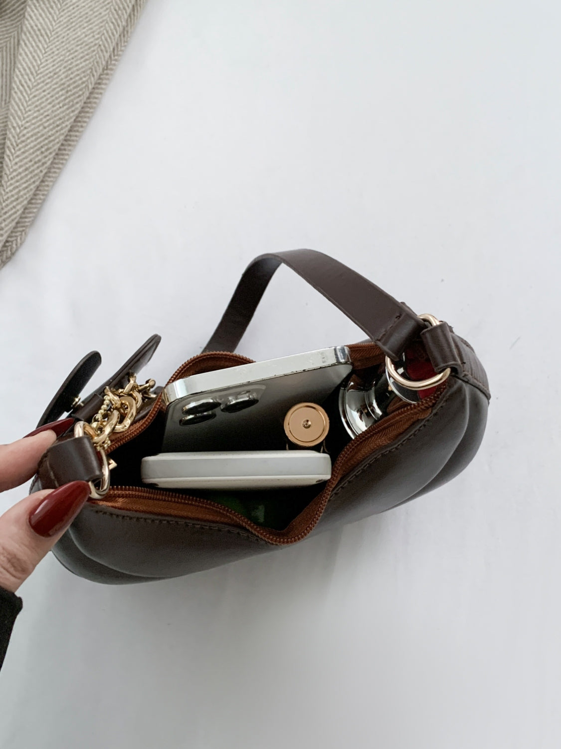 Vegan Leather Shoulder Bag with EarPods Bag