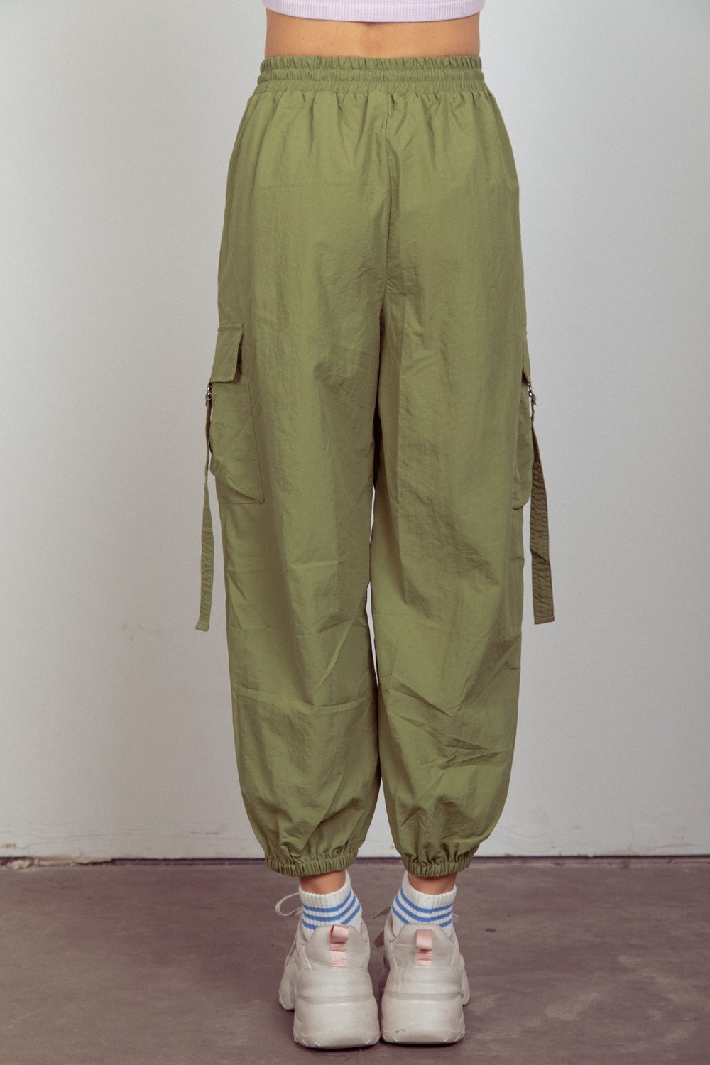 VERY J Pantalones cargo tejidos con cintura elástica