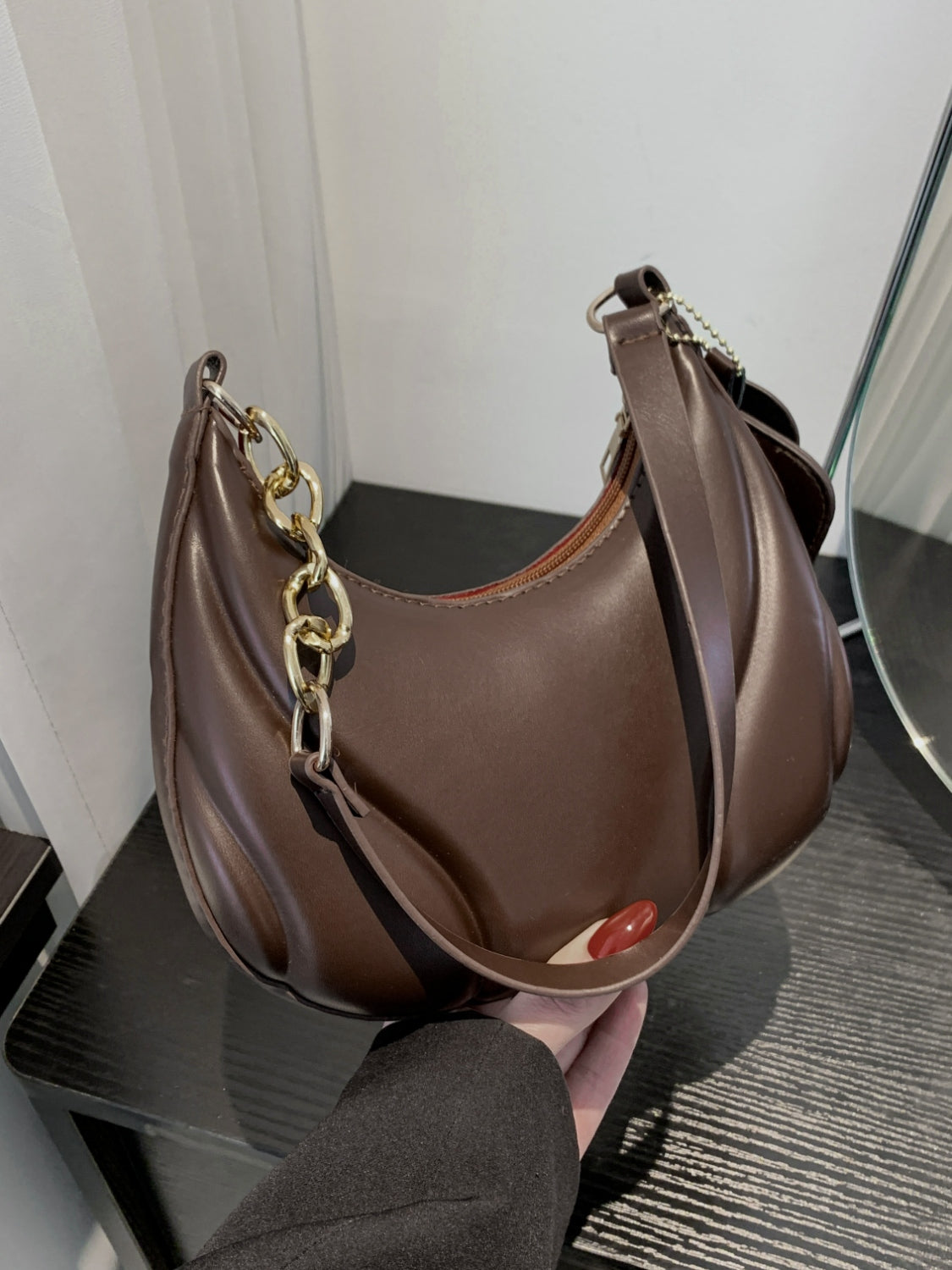 Vegan Leather Shoulder Bag with EarPods Bag