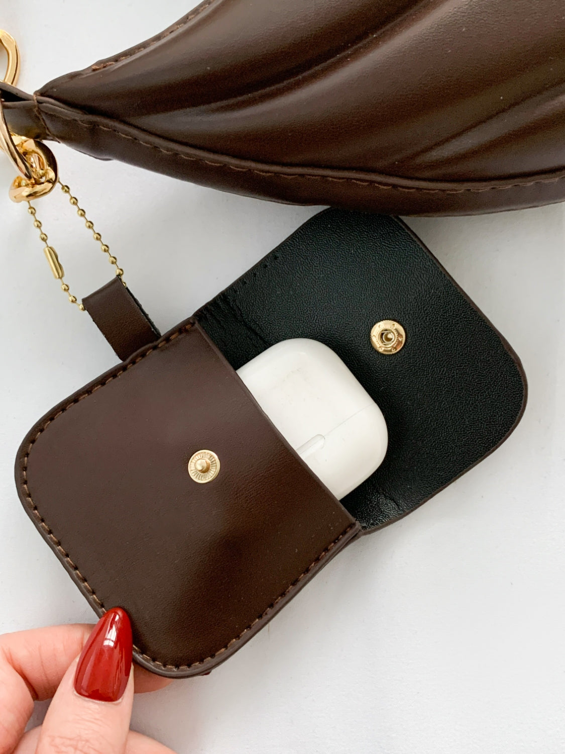 Vegan Leather Shoulder Bag with EarPods Bag