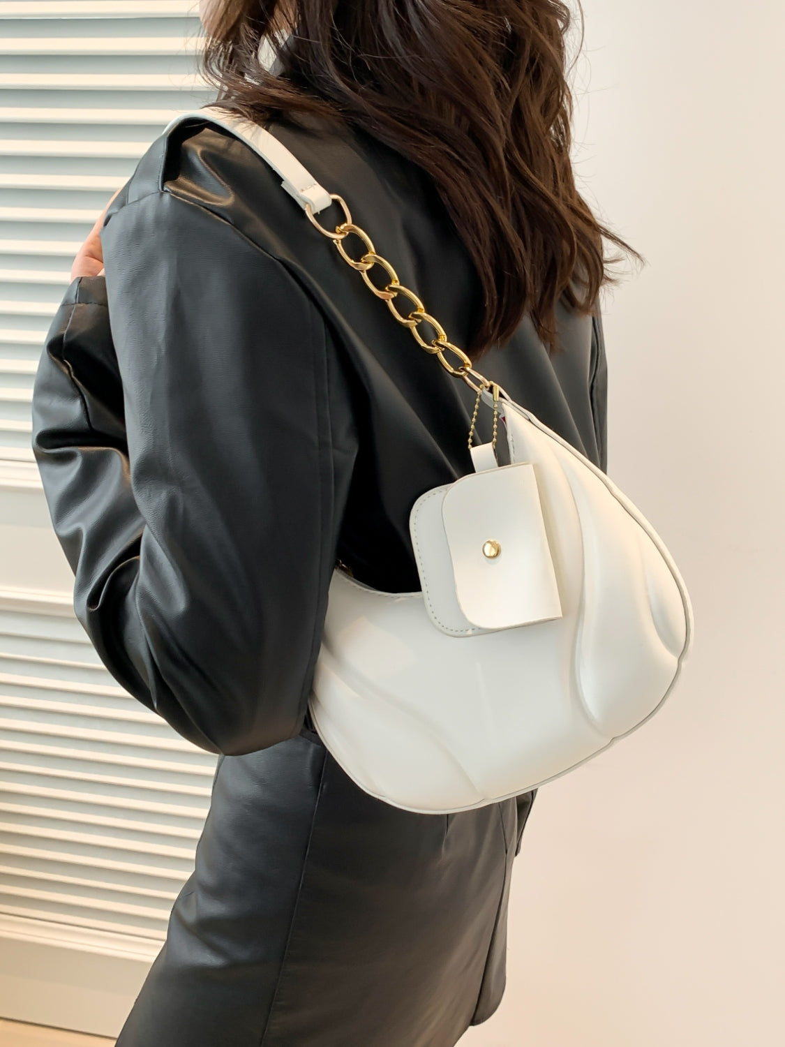 Vegan Leather Shoulder Bag with EarPods Bag