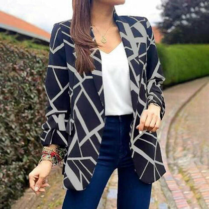Long Sleeve Women Suit Jacket Turn-down Collar Blazer Coat