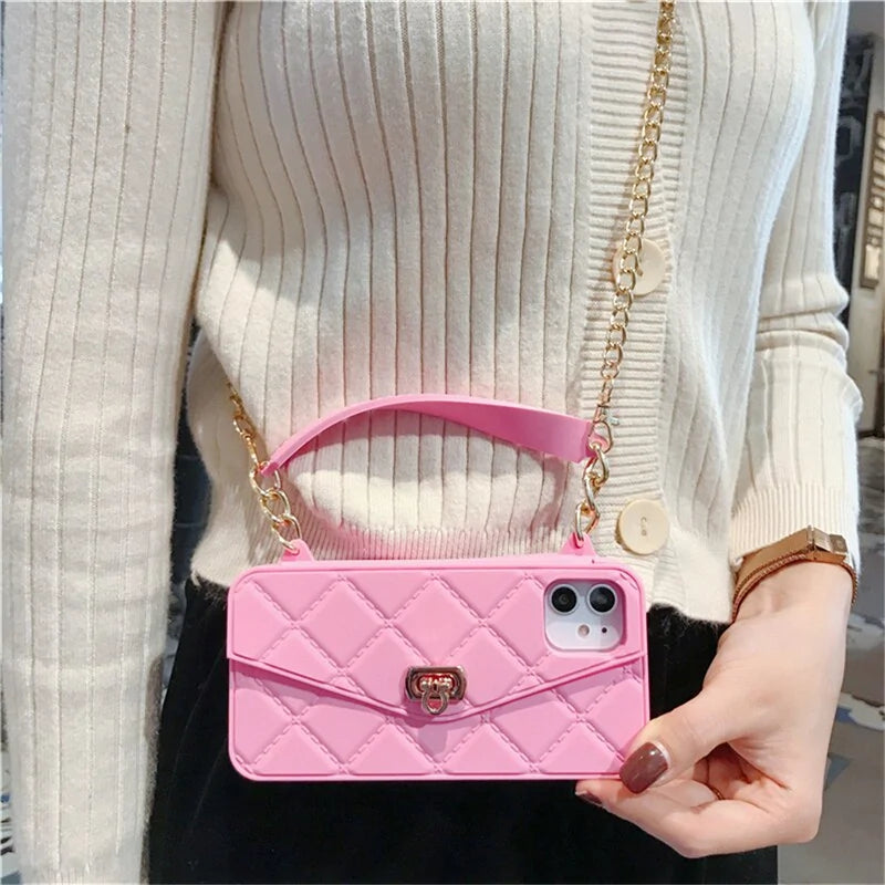 Chain Handbag Card Slot Wallet Case For iPhone