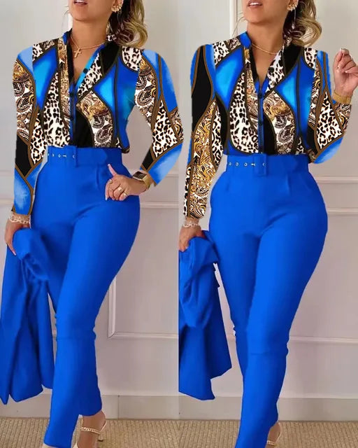 Elegant Printed Two Piece Suit Set