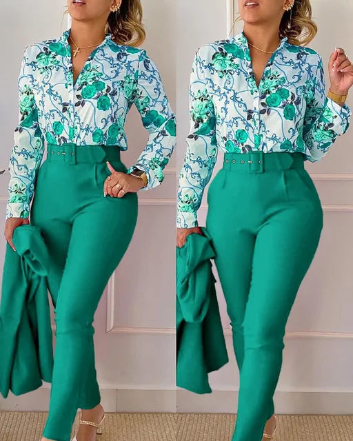 Elegant Printed Two Piece Suit Set