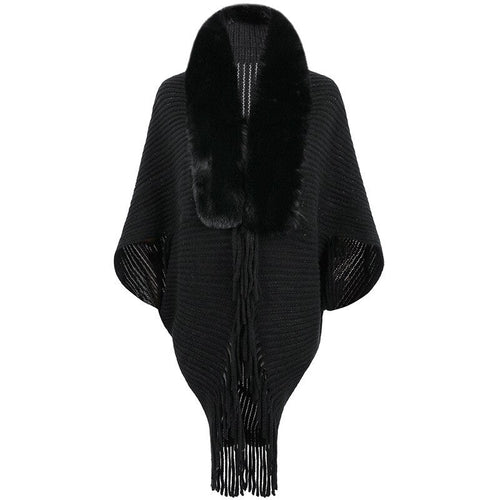 Tassel Shawl Women's Knitted Poncho Cloak