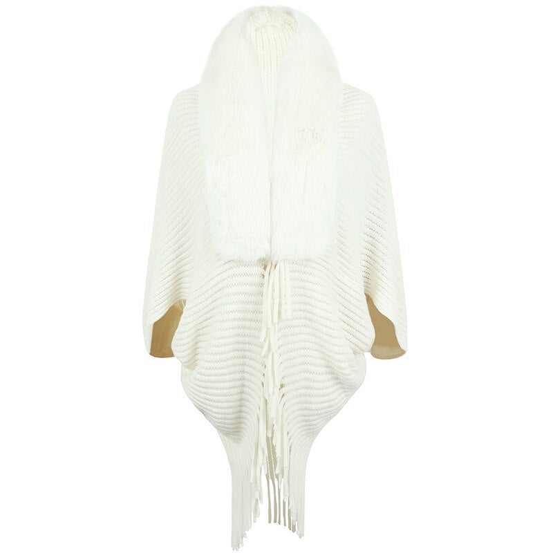 Tassel Shawl Women's Knitted Poncho Cloak