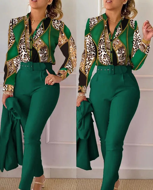 Elegant Printed Two Piece Suit Set