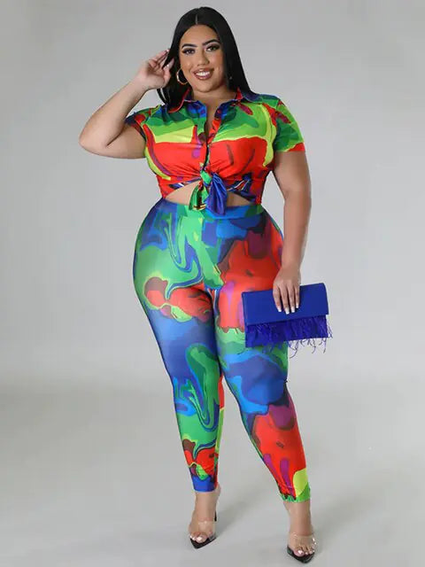 Plus Size  Silk Summer Suit