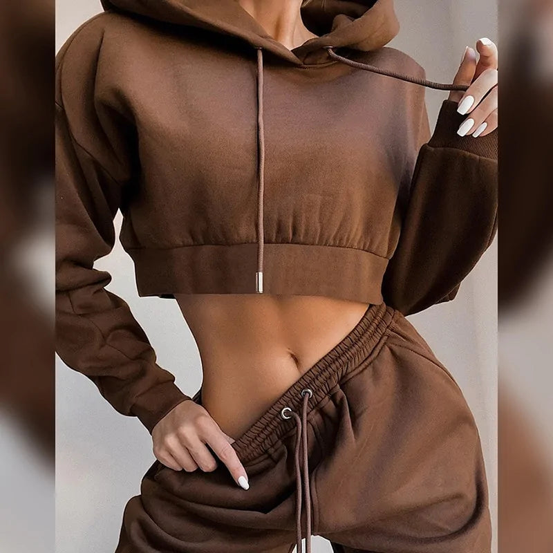 Hirigin Women's Winter Casual Sports Tracksuit: Hoodie & Sweatpants Set