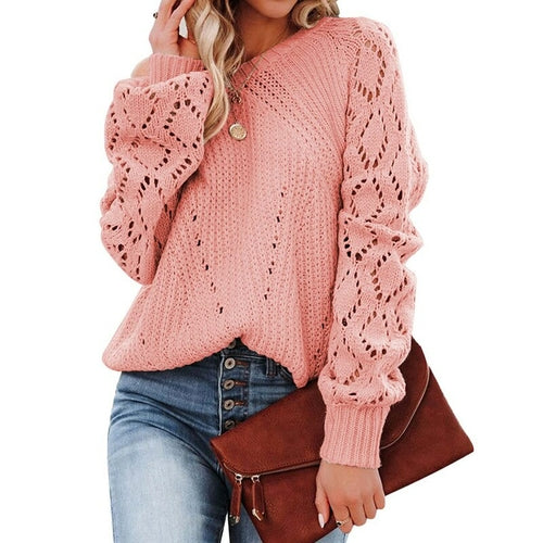 Lantern Sleeve Knitted Sweater