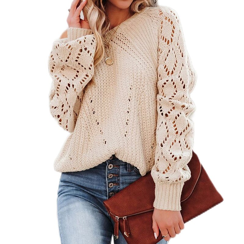 Lantern Sleeve Knitted Sweater