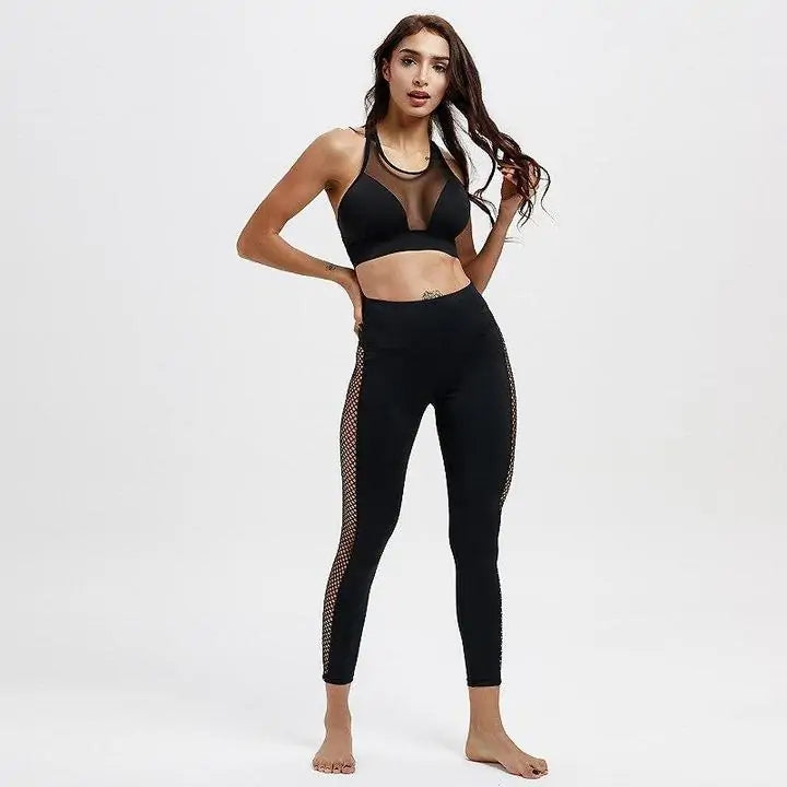 High Waisted Mesh Patchwork Workout Leggings