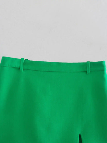 Green Straight Blazer Skirt