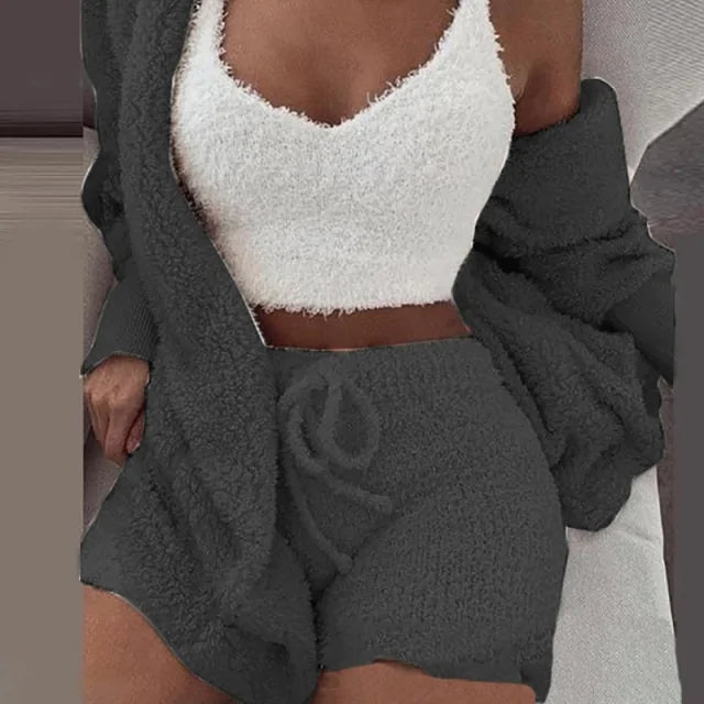 Fluffy Pajama Sets 3 Piece