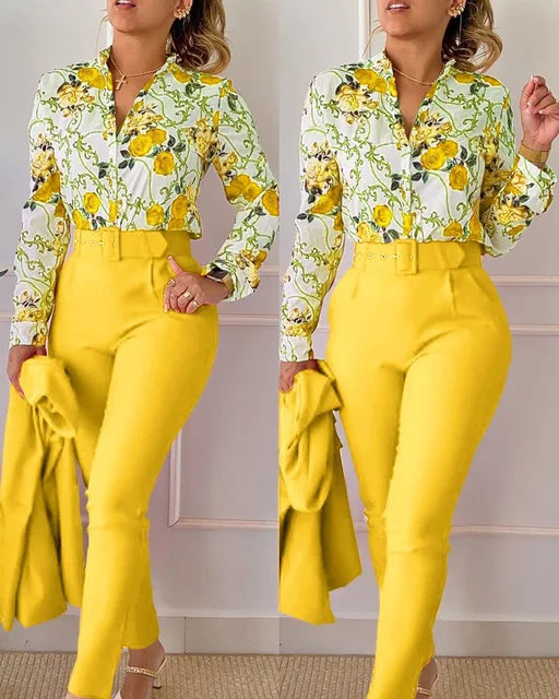 Elegant Printed Two Piece Suit Set