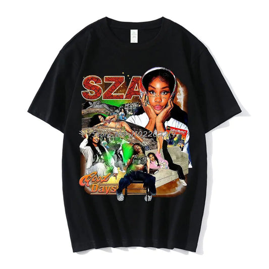 Camiseta con gráficos de SZA Good Days, camiseta Vintage de rapero de Hip Hop de los años 90